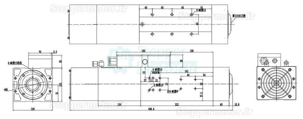 4,5K 220V/380V moteur de broche ATC (Changement d'outil automatique) refroidi par air JGLF51-30-24Z/4.5 3,6Nm 24,000 tr/min ISO30